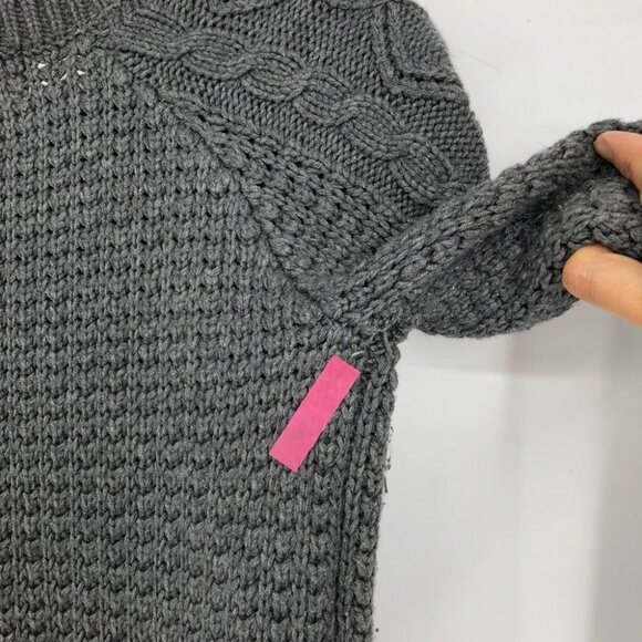 Zara Charcoal Grey Cable Knit Long Sleeve Crew Neck Raglan stitch Sweater size S - Picture 15 of 16